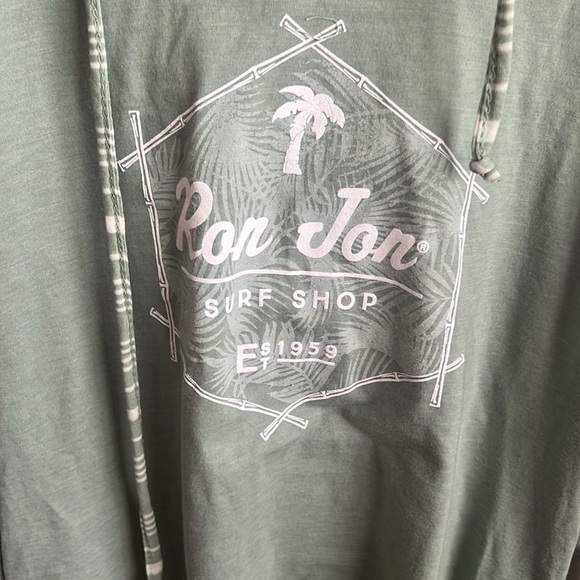 New Ron Jon Surf‎ Shop Hoodie Small Green White Striped Long Sleeve Beachy - Picture 2 of 6